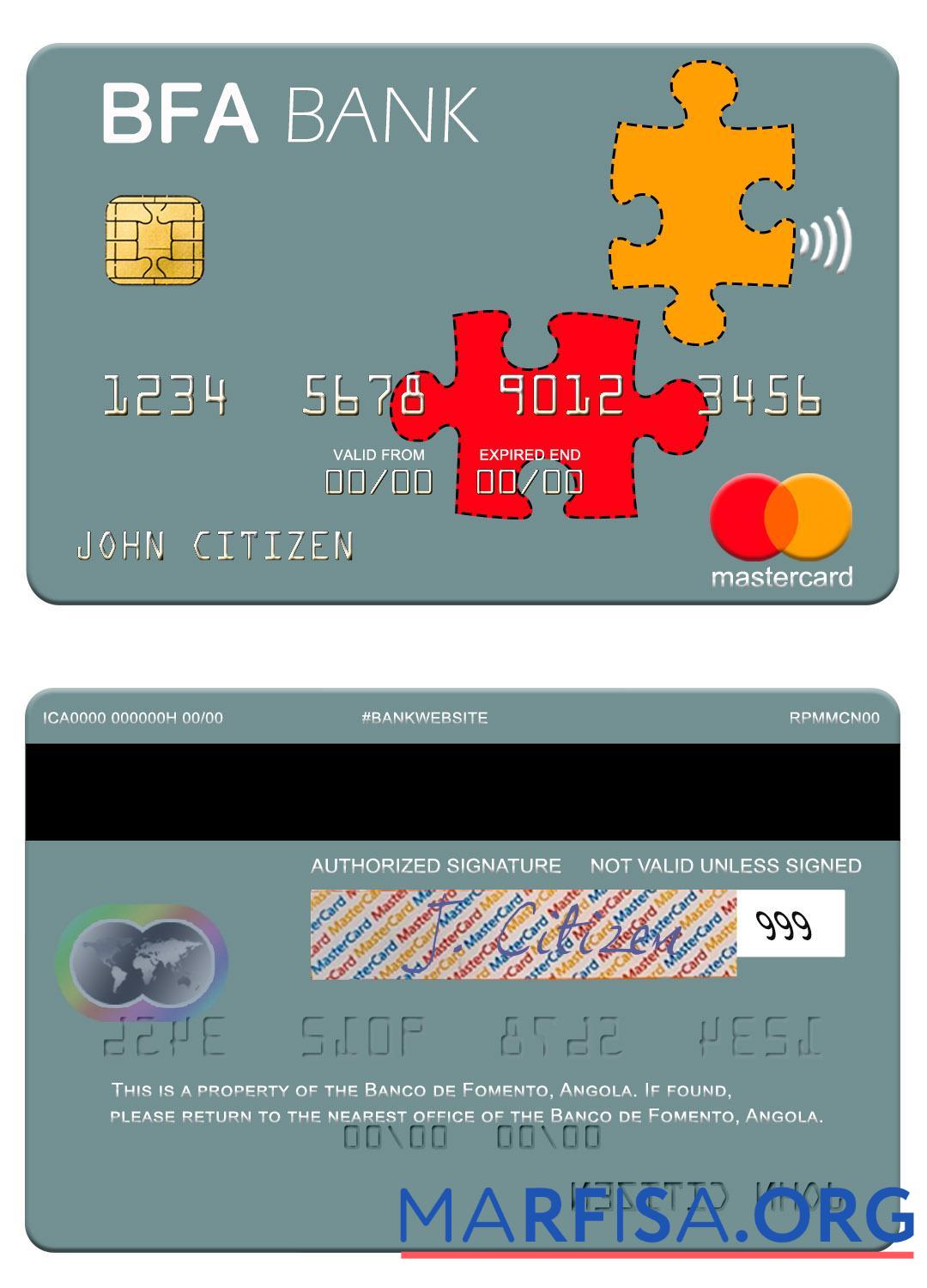 Blank Angola Banco de Fomento mastercard example